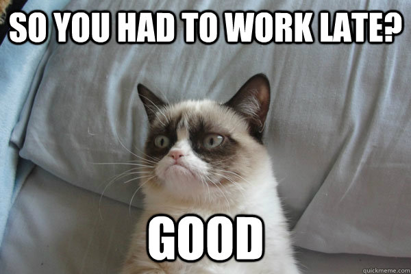 So you had to work late? GOOD - So you had to work late? GOOD  Grumpy Cat 2