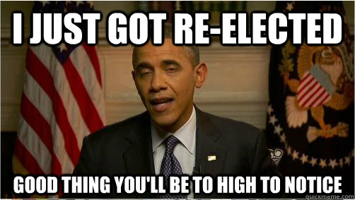 I just got re-elected good thing you'll be to high to notice - I just got re-elected good thing you'll be to high to notice  10 Obama