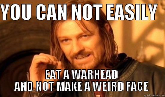 YOU CAN NOT EASILY   EAT A WARHEAD AND NOT MAKE A WEIRD FACE Boromir