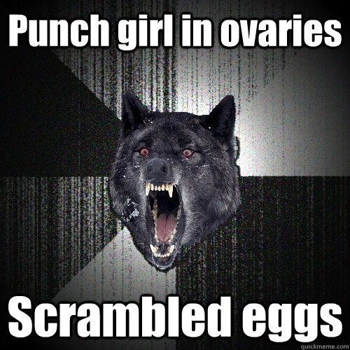 Punch girl in ovaries  Scrambled eggs   Insanity Wolf