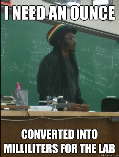 I need an ounce Converted into milliliters for the lab  Rasta Science Teacher