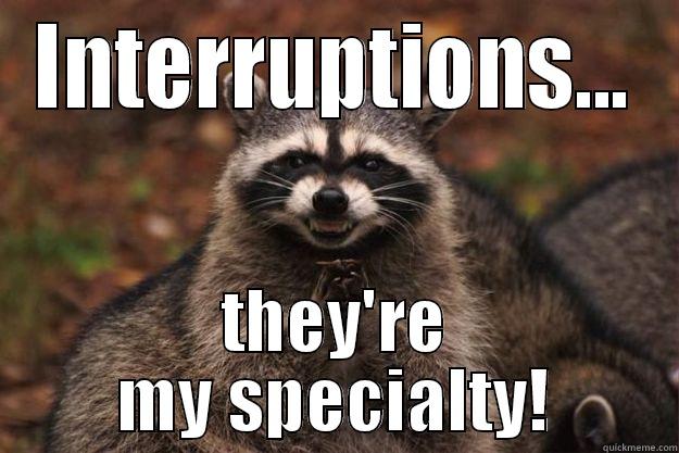 INTERRUPTIONS... THEY'RE MY SPECIALTY! Evil Plotting Raccoon