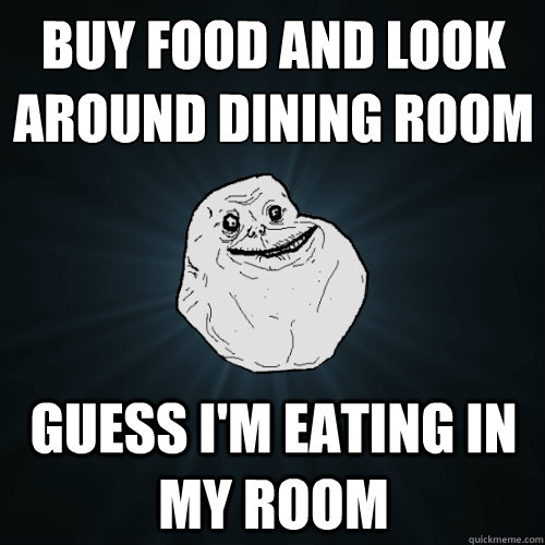 Buy food and look around dining room Guess I'm eating in my room - Buy food and look around dining room Guess I'm eating in my room  Forever Alone