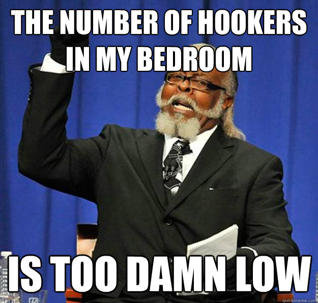 THE NUMBER OF HOOKERS IN MY BEDROOM IS TOO DAMN LOW  Jimmy McMillan