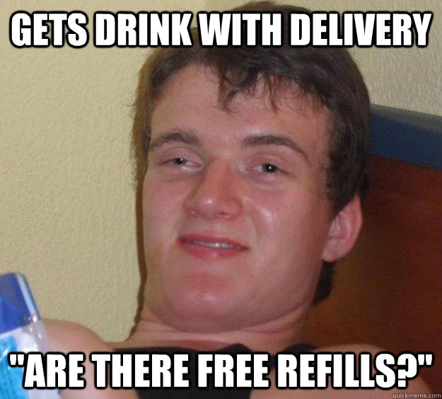 Gets drink with delivery 