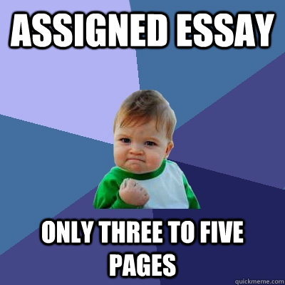 Assigned essay only three to five pages  Success Kid