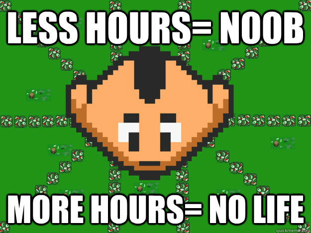 LESS HOURS= N00B More hours= no life  Graal Noob