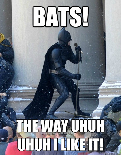 bats! the way uhuh uhuh i like it!  Karaoke Batman