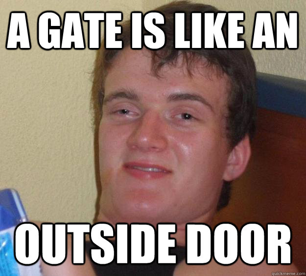 a gate is like an outside door  10 Guy