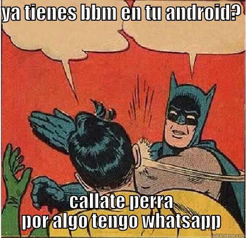 YA TIENES BBM EN TU ANDROID?  CALLATE PERRA POR ALGO TENGO WHATSAPP Batman Slapping Robin