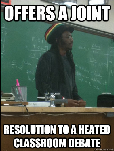 Offers a joint resolution to a heated classroom debate  Rasta Science Teacher