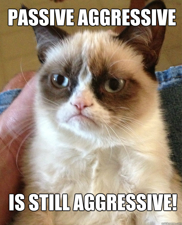 PASSIVE AGGRESSIVE IS STILL AGGRESSIVE!  Grumpy Cat