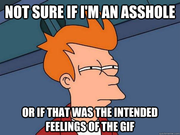 Not sure if I'm an asshole Or if that was the intended feelings of the gif  Futurama Fry