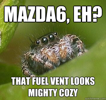 mazda6, eh?  that fuel vent looks mighty cozy  Misunderstood Spider