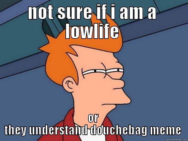 NOT SURE IF I AM A LOWLIFE OR THEY UNDERSTAND DOUCHEBAG MEME Futurama Fry