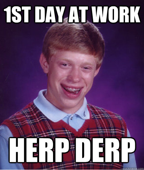 1st day at work herp derp  Bad Luck Brian