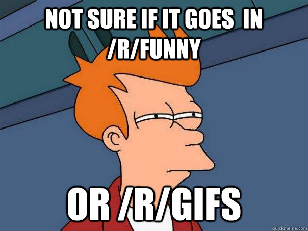 Not sure if it goes  in /r/funny or /r/gifs  Futurama Fry