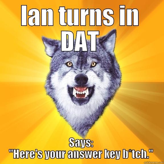 IAN TURNS IN DAT SAYS: 