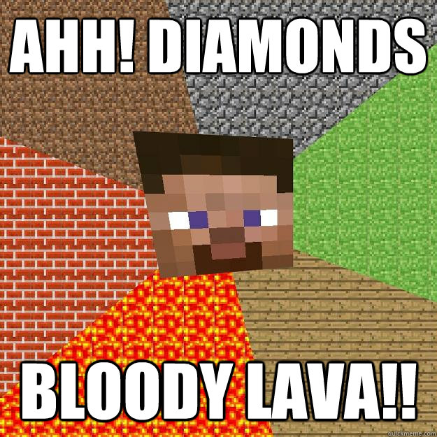 AHH! DIAMONDS BLOODY LAVA!!  Minecraft