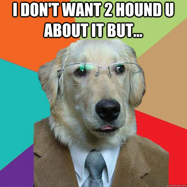 I DON'T WANT 2 HOUND U ABOUT IT BUT...   Business Dog