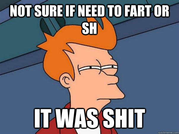 Not sure if need to fart or sh IT WAS SHIT  Futurama Fry