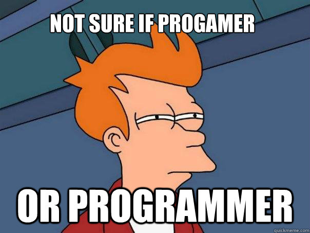 Not sure if progamer Or programmer  Futurama Fry