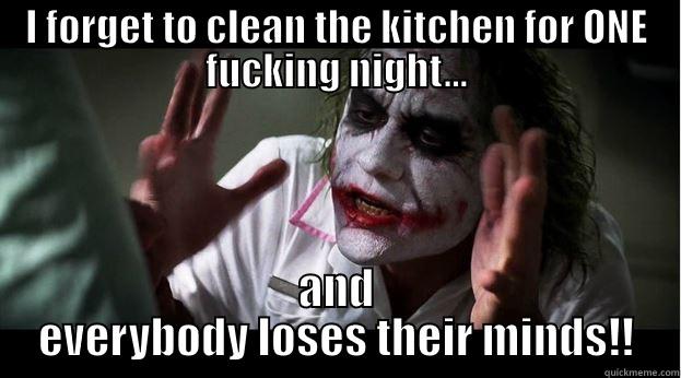 I FORGET TO CLEAN THE KITCHEN FOR ONE FUCKING NIGHT... AND EVERYBODY LOSES THEIR MINDS!! Joker Mind Loss