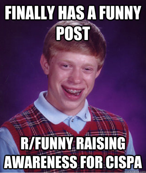 finally has a funny post r/funny raising awareness for cispa  Bad Luck Brian