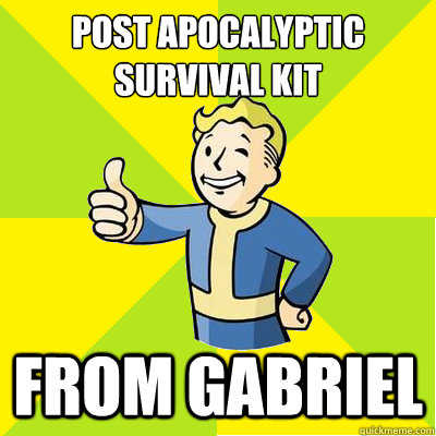 Post Apocalyptic survival kit from gabriel  Fallout new vegas