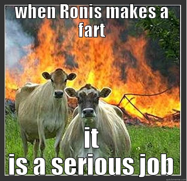 WHEN RONIS MAKES A FART IT IS A SERIOUS JOB Evil cows