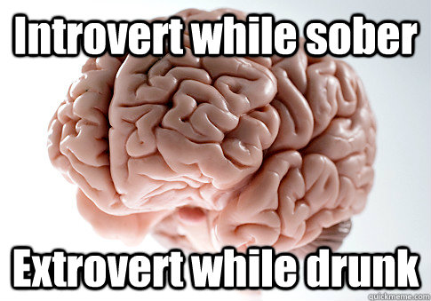 Introvert while sober Extrovert while drunk   Scumbag Brain