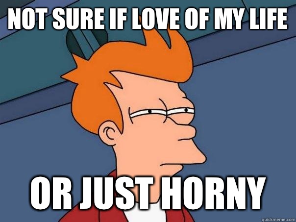 not sure if love of my life or just horny  Futurama Fry