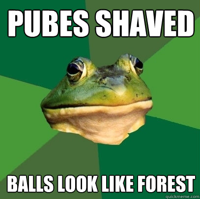 Pubes shaved balls look like forest  Foul Bachelor Frog