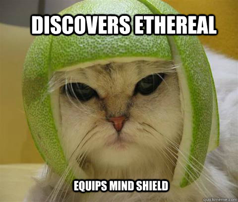 discovers Ethereal equips mind shield  Battle Cat