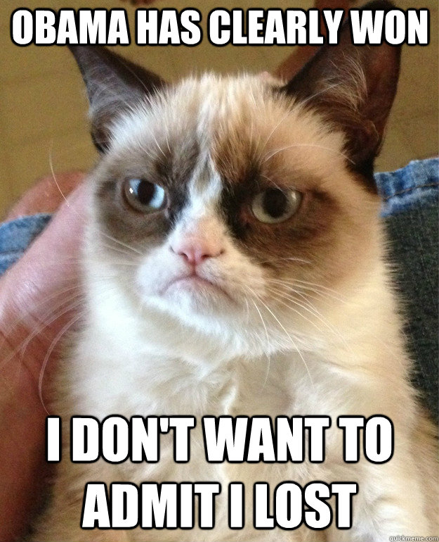 Obama has clearly won I don't want to admit I lost  Grumpy Cat