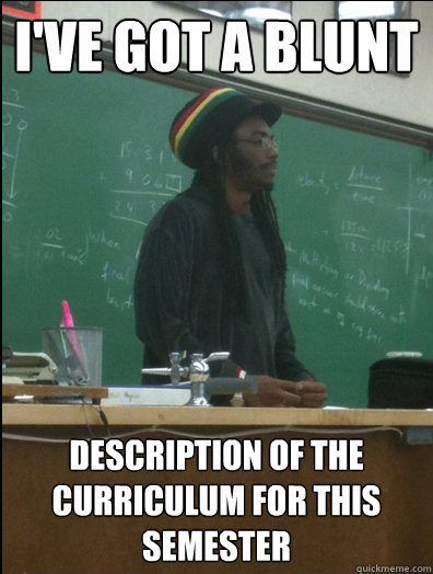 i've got a blunt DESCRIPTION OF THE Curriculum for this semester  Rasta Science Teacher