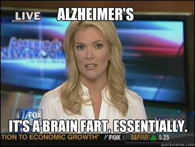 Alzheimer's  It's a brain fart, essentially.  Megyn Kelly