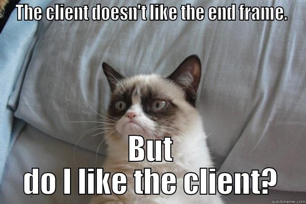 THE CLIENT DOESN'T LIKE THE END FRAME. BUT DO I LIKE THE CLIENT? Grumpy Cat