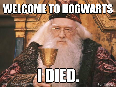 Welcome to Hogwarts I died.  Drew Dumbledore