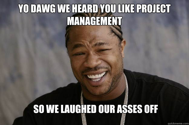 yo dawg we heard you like project management so we laughed our asses off  Xzibit meme 2