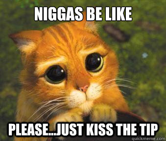 niggas be like please...just kiss the tip  Puss in boots