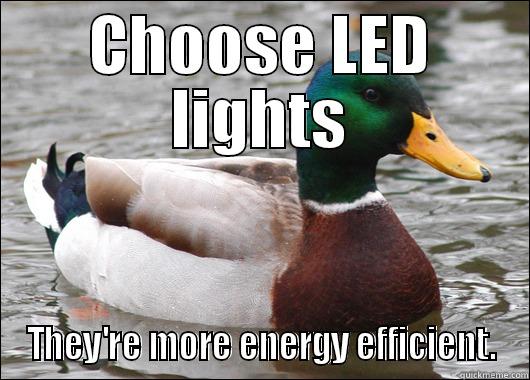 CHOOSE LED LIGHTS THEY'RE MORE ENERGY EFFICIENT. Actual Advice Mallard