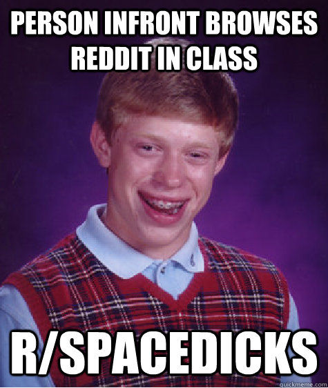 Person infront browses reddit in class r/spacedicks  Bad Luck Brian