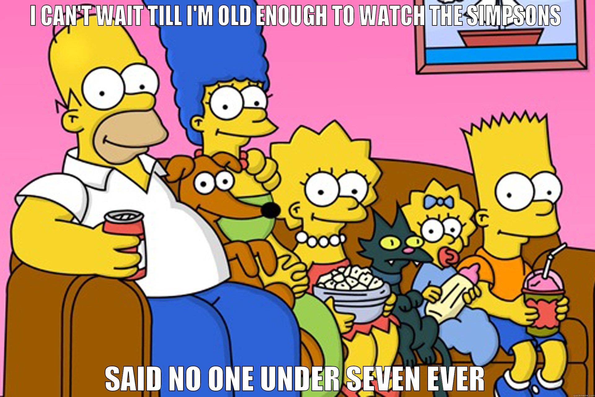 I CAN'T WAIT TILL I'M OLD ENOUGH TO WATCH THE SIMPSONS SAID NO ONE UNDER SEVEN EVER Misc