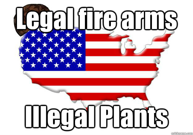 Legal fire arms Illegal Plants  Scumbag america