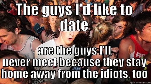 THE GUYS I'D LIKE TO DATE ARE THE GUYS I'LL NEVER MEET BECAUSE THEY STAY HOME AWAY FROM THE IDIOTS, TOO Sudden Clarity Clarence