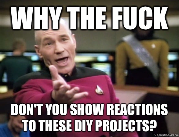 why the fuck Don't you show reactions to these DIY projects?  Annoyed Picard HD