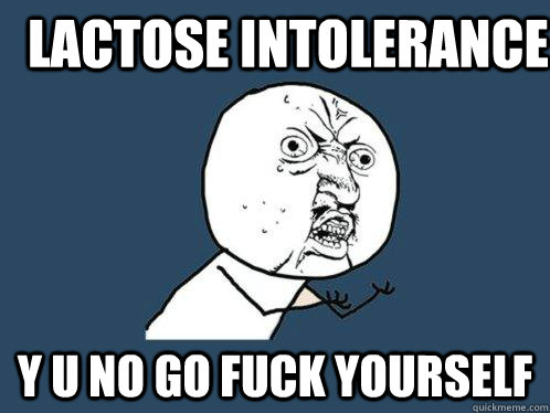 lactose intolerance Y u no go fuck yourself  Y U No