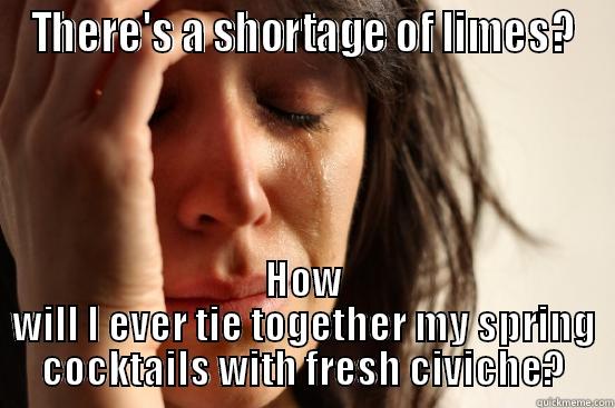 THERE'S A SHORTAGE OF LIMES? HOW WILL I EVER TIE TOGETHER MY SPRING COCKTAILS WITH FRESH CIVICHE? First World Problems