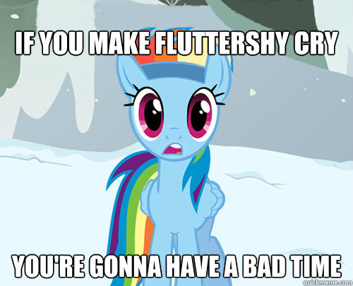 
If you make Fluttershy cry You're gonna have a bad time - 
If you make Fluttershy cry You're gonna have a bad time  Rainbow Dash Ski Instructor